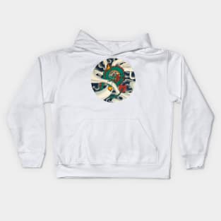 Minhwa: Asian Dragon with Magic Pearl F Type (Korean traditional/folk art) Kids Hoodie